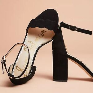 Sam Edelman Black Suede Block Heels- Size 8